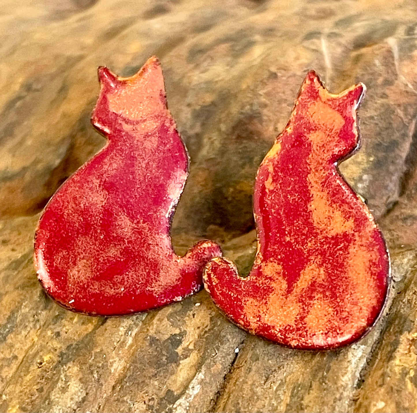 Little Cats Posting Up in Red Enamel