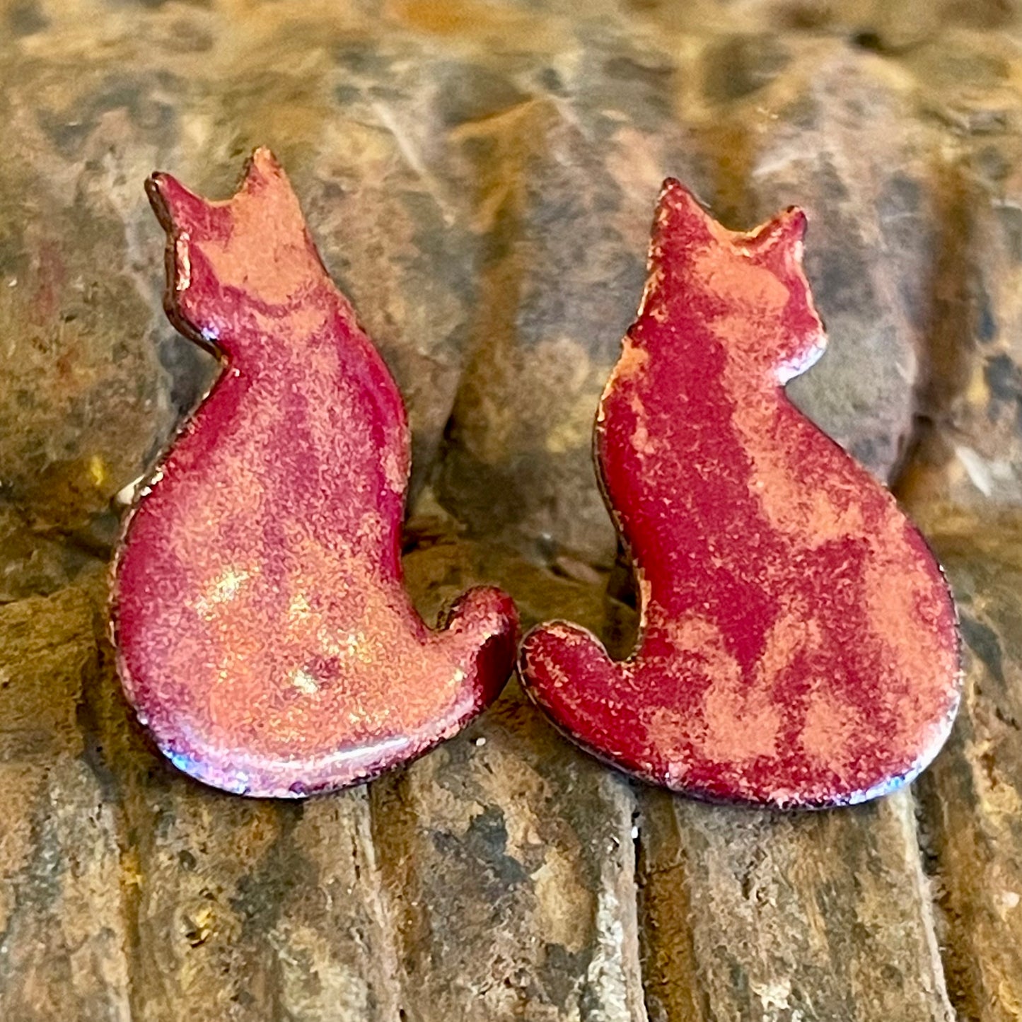 Little Cats Posting Up in Red Enamel