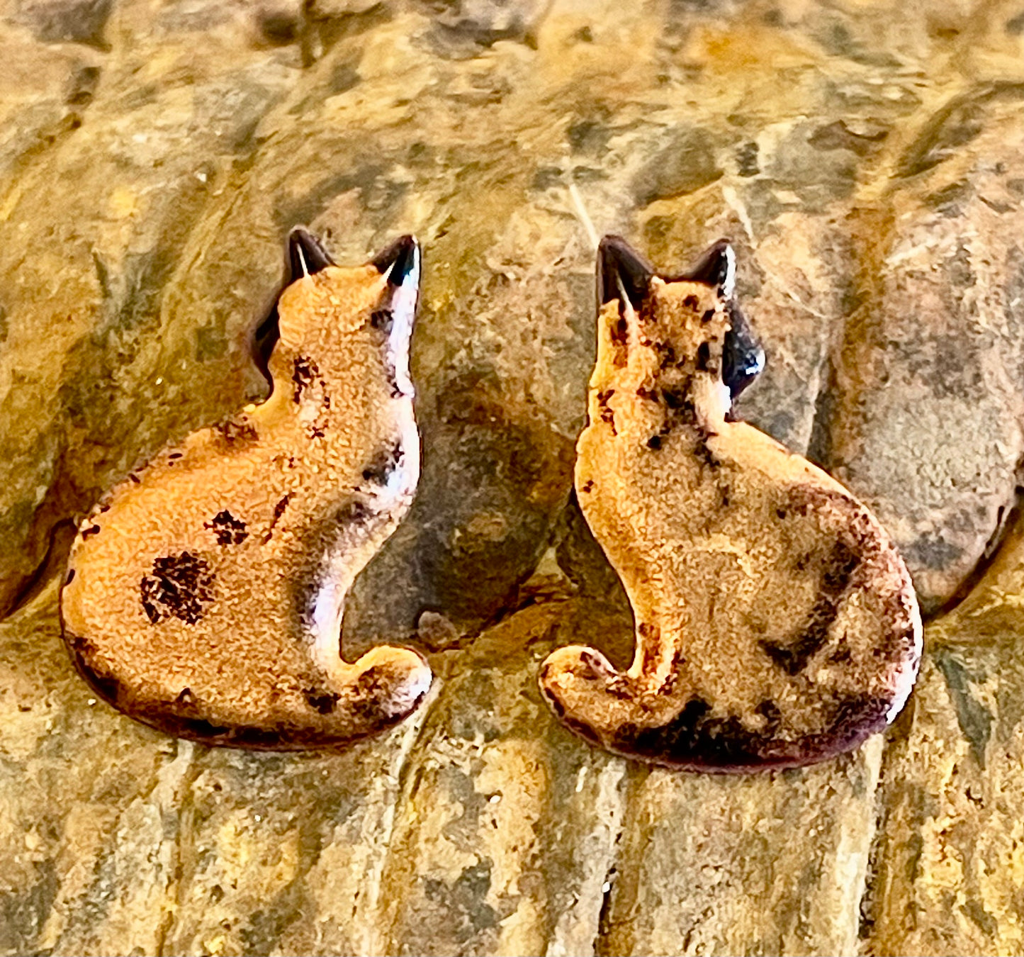 Little Cats Posting Up in Black Enamel