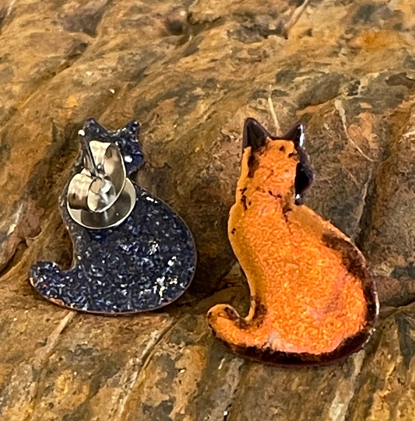 Little Cats Posting Up in Black Enamel