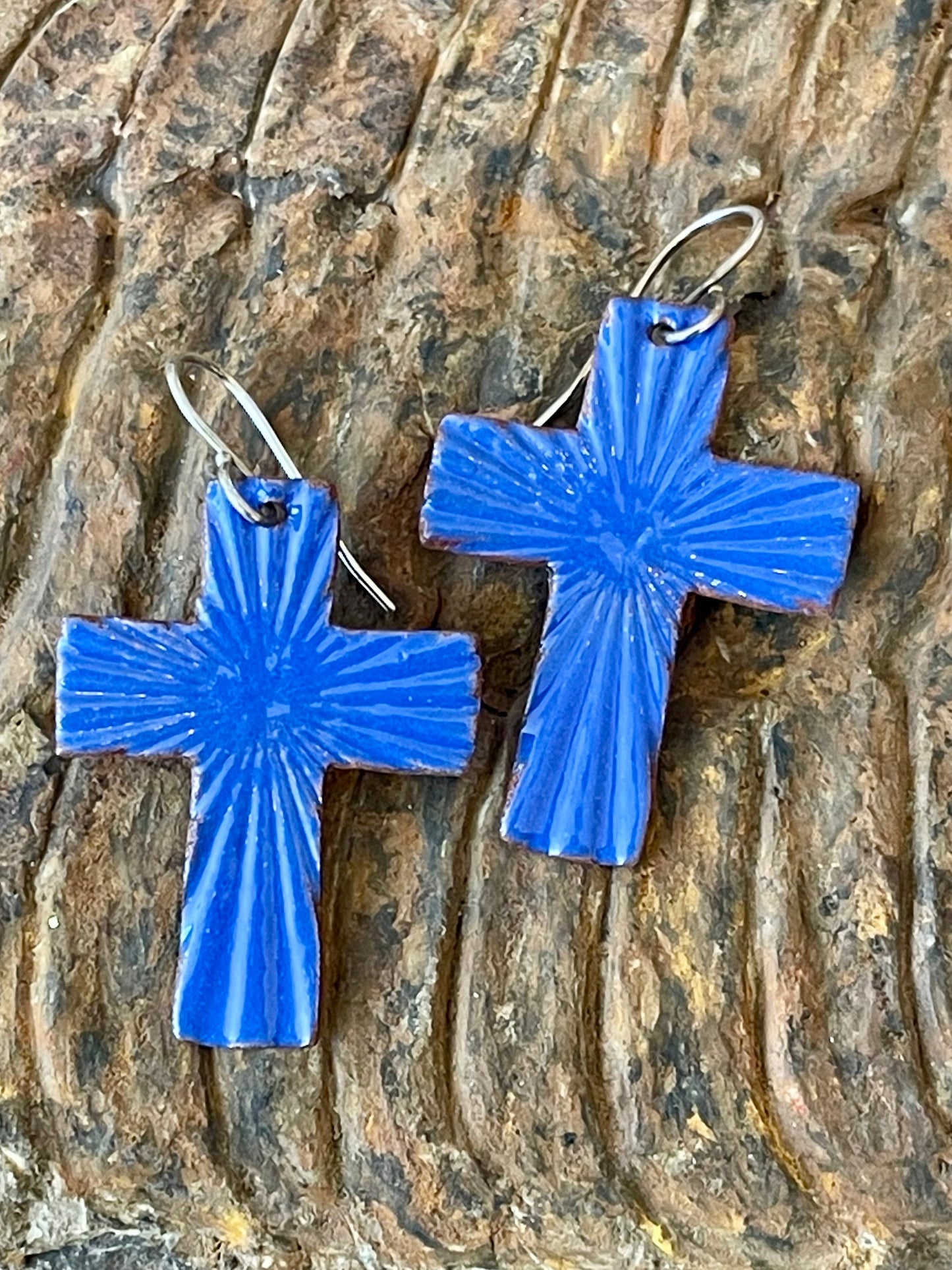 Blue Cross Earrings