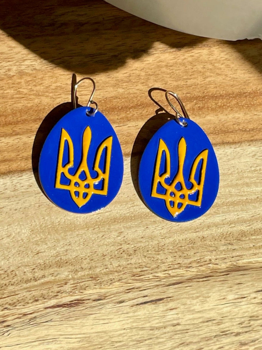 Ukrainian Flag Easter Egg Earrings