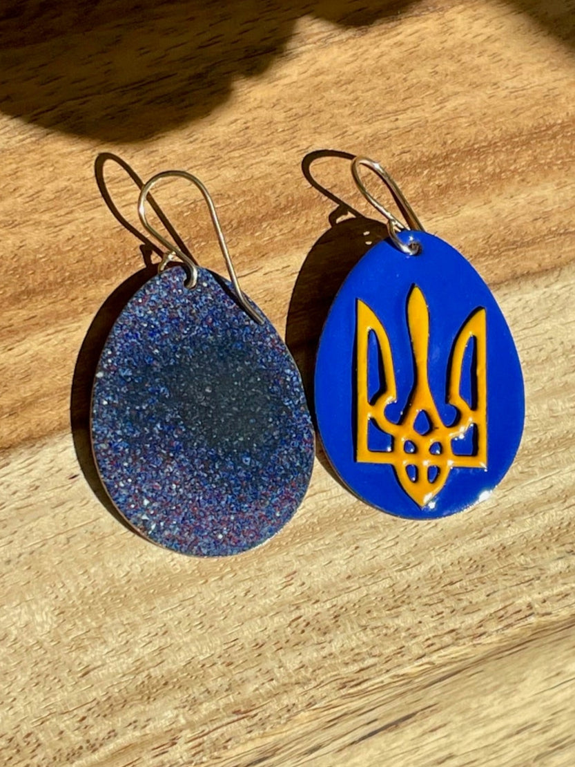 Ukrainian Flag Easter Egg Earrings