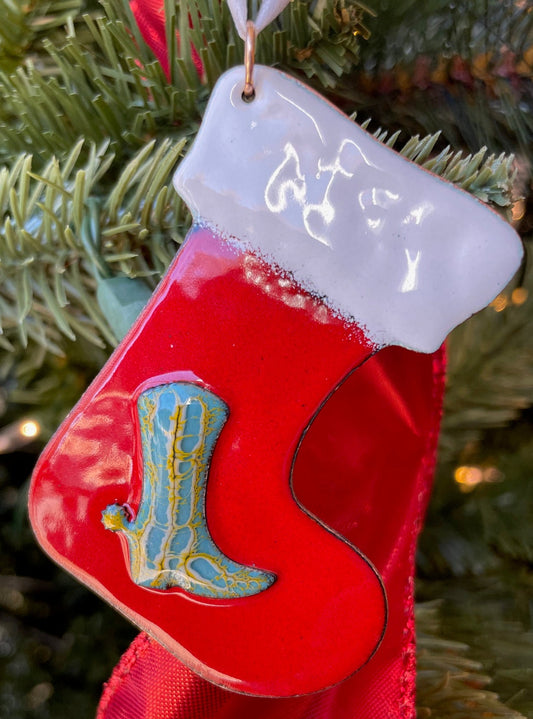Cowboy Boots Christmas Stocking Ornament