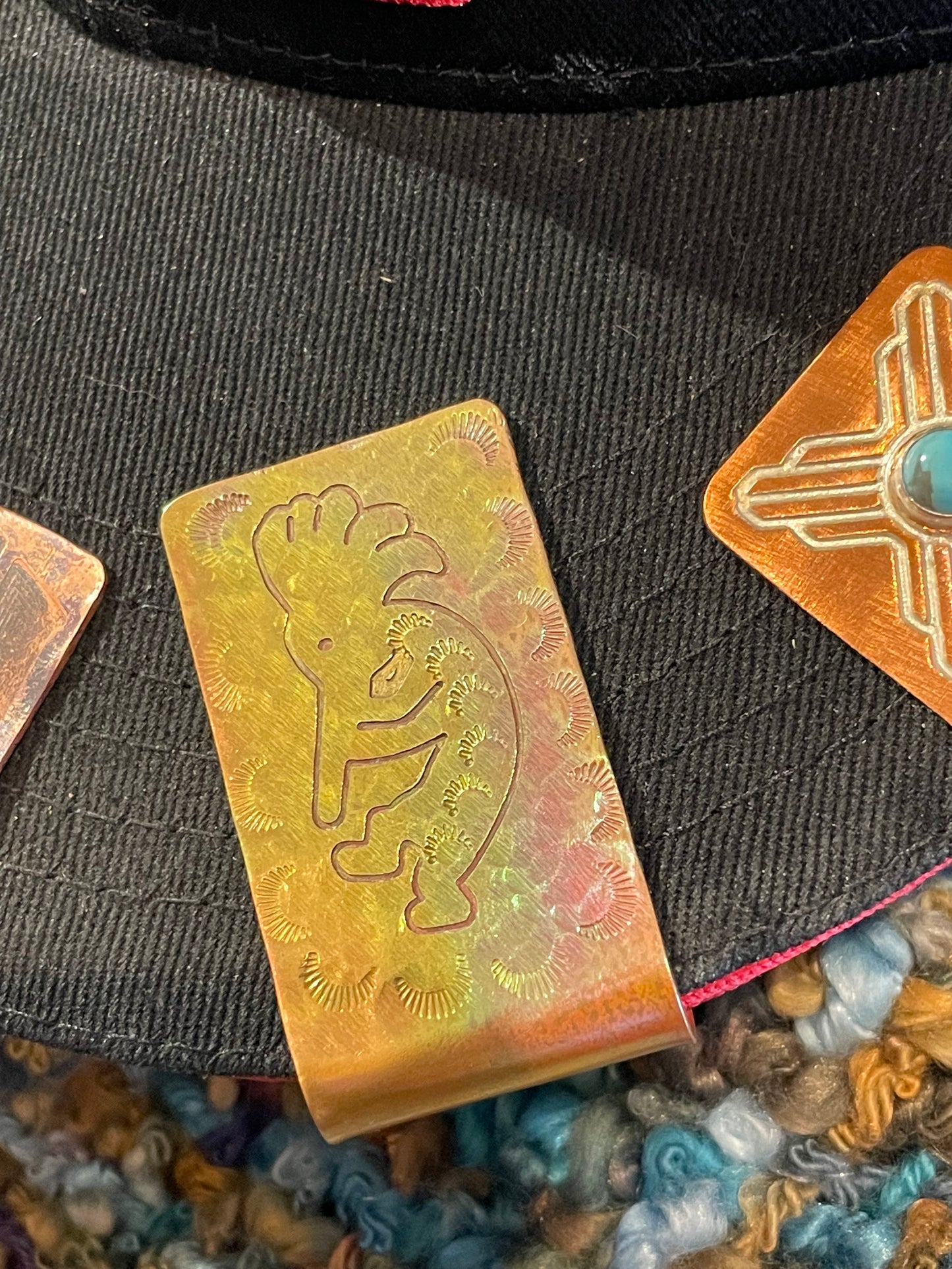 Kokopelli Hat Clip Forged Copper