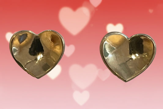 Brass Heart Studs De-domed