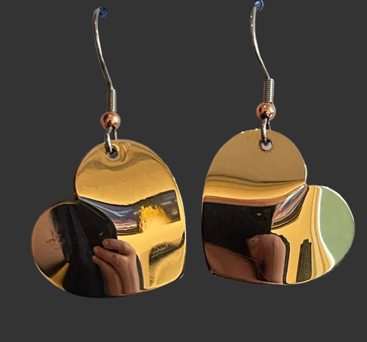 Brass Heart Domed Dangles