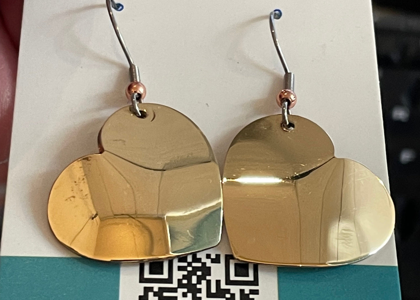 Brass Heart Domed Dangles